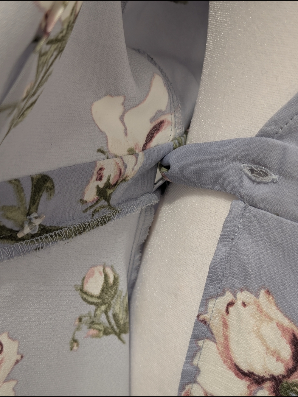Dynamite Floral Fit And Flare Mini Wrap Dress - Light Blue - Picture 7 of 13